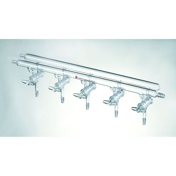 Synthware MANIFOLD, VACUUM/INERT GAS, ALL GLASS, 5 PORT, 450mm, 3 HOSE M421005 - main